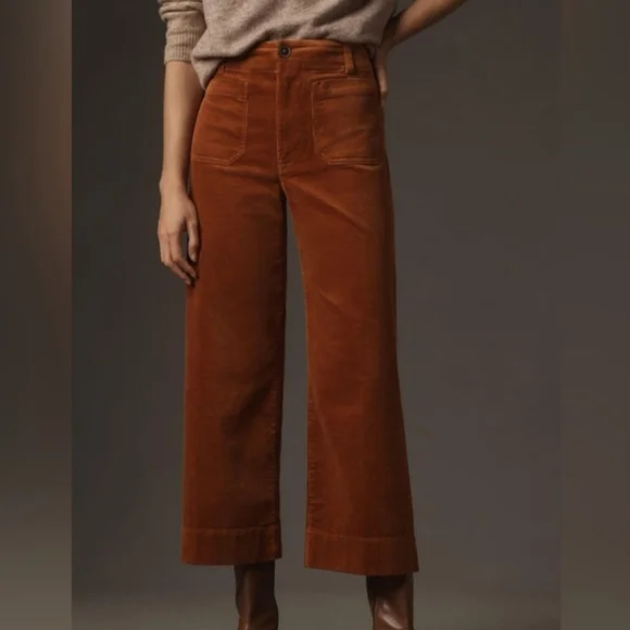 EUC Anthropologie Maeve The Colette Cropped Cord Wide Leg Bronze 31 Petite - Picture 3 of 8